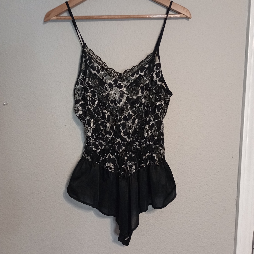 Vintage 80s Undercover Wear Sheer Floral Lace Teddy